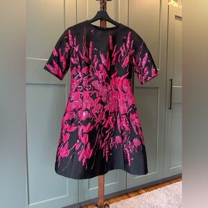Rickie Freeman for Teri Jon Black & Metallic Pink Jacquard Cocktail Dress Size 8